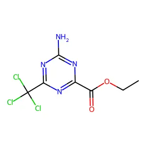 ethyl 4-amino-6-(trichloromethyl)-1,3,5-triazine-2-carboxylate structure