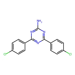 4,6-bis(4-chlorophenyl)-1,3,5-triazin-2-amine structure