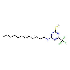 N-dodecyl-4-methylsulfanyl-6-(trichloromethyl)-1,3,5-triazin-2-amine structure