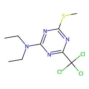 N,N-diethyl-4-methylsulfanyl-6-(trichloromethyl)-1,3,5-triazin-2-amine structure