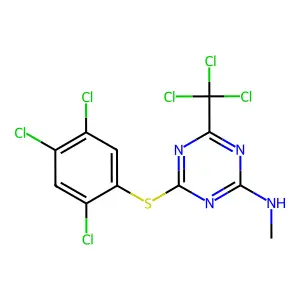 N-methyl-4-(trichloromethyl)-6-(2,4,5-trichlorophenyl)sulfanyl-1,3,5-triazin-2-amine structure