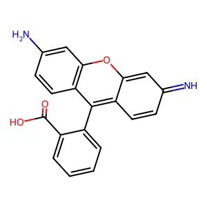 2-(3-amino-6-iminoxanthen-9-yl)benzoic acid structure