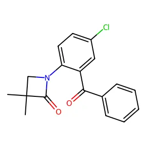 1-(2-benzoyl-4-chlorophenyl)-3,3-dimethylazetidin-2-one structure