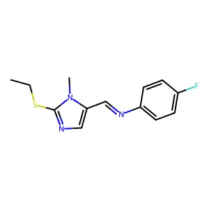 1-(2-ethylsulfanyl-3-methylimidazol-4-yl)-N-(4-fluorophenyl)methanimine structure