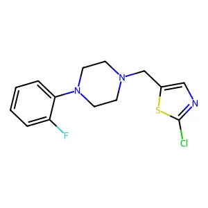 1-[(2-chloro-1,3-thiazol-5-yl)methyl]-4-(2-fluorophenyl)piperazine structure