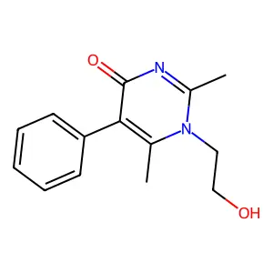1-(2-hydroxyethyl)-2,6-dimethyl-5-phenylpyrimidin-4-one structure