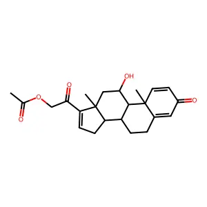 (11BETA)-21-(ACETYLOXY)-11-HYDROXYPREGNA-1,4,16-TRIENE-3,20-DIONE structure