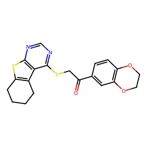 1-(2,3-dihydrobenzo[b][1,4]dioxin-6-yl)-2-((5,6,7,8-tetrahydrobenzo[4,5]thieno[2,3-d]pyrimidin-4-yl)thio)ethanone structure