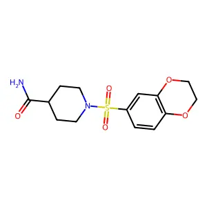 1-(2,3-dihydro-1,4-benzodioxin-6-ylsulfonyl)piperidine-4-carboxamide structure