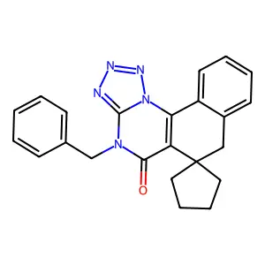 12-benzylspiro[12,14,15,16,17-pentazatetracyclo[8.7.0.02,7.013,17]heptadeca-1(10),2,4,6,13,15-hexaene-9,1'-cyclopentane]-11-one structure