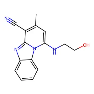 1-(2-hydroxyethylamino)-3-methylpyrido[1,2-a]benzimidazole-4-carbonitrile structure