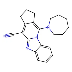 11-(azepan-1-yl)-2,3-dihydro-1H-benzo[4,5]imidazo[1,2-a]cyclopenta[d]pyridine-4-carbonitrile structure