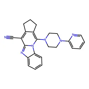 11-(4-(pyridin-2-yl)piperazin-1-yl)-2,3-dihydro-1H-benzo[4,5]imidazo[1,2-a]cyclopenta[d]pyridine-4-carbonitrile structure