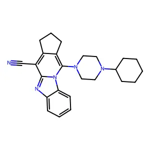 11-(4-cyclohexylpiperazin-1-yl)-2,3-dihydro-1H-benzo[4,5]imidazo[1,2-a]cyclopenta[d]pyridine-4-carbonitrile structure