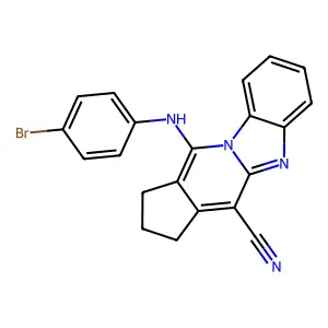 11-((4-bromophenyl)amino)-2,3-dihydro-1H-benzo[4,5]imidazo[1,2-a]cyclopenta[d]pyridine-4-carbonitrile structure