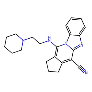 11-((2-(piperidin-1-yl)ethyl)amino)-2,3-dihydro-1H-benzo[4,5]imidazo[1,2-a]cyclopenta[d]pyridine-4-carbonitrile structure