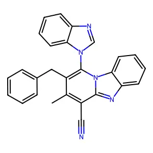 1-(1H-benzimidazol-1-yl)-2-benzyl-3-methylpyrido[1,2-a]benzimidazole-4-carbonitrile structure