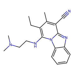 1-[2-(dimethylamino)ethylamino]-2-ethyl-3-methylpyrido[1,2-a]benzimidazole-4-carbonitrile structure