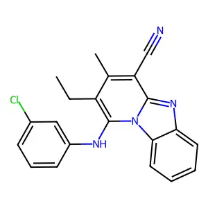 1-(3-chloroanilino)-2-ethyl-3-methylpyrido[1,2-a]benzimidazole-4-carbonitrile structure