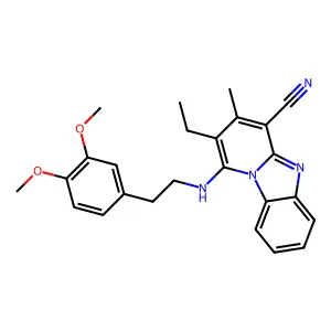 1-[2-(3,4-dimethoxyphenyl)ethylamino]-2-ethyl-3-methylpyrido[1,2-a]benzimidazole-4-carbonitrile structure