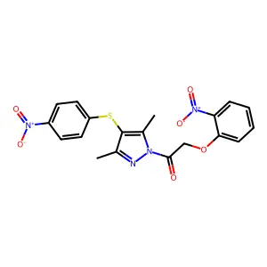 1-{3,5-dimethyl-4-[(4-nitrophenyl)sulfanyl]-1H-pyrazol-1-yl}-2-(2-nitrophenoxy)ethan-1-one structure