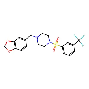 1-(1,3-benzodioxol-5-ylmethyl)-4-[3-(trifluoromethyl)phenyl]sulfonylpiperazine structure