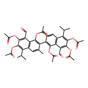 [3,8-diacetyloxy-1-formyl-6-methyl-4-propan-2-yl-7-(1,6,7-triacetyloxy-8-formyl-3-methyl-5-propan-2-ylnaphthalen-2-yl)naphthalen-2-yl] acetate structure