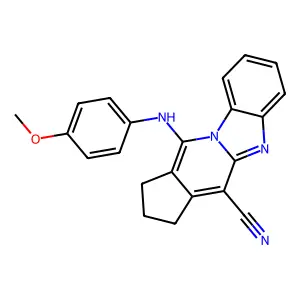 11-((4-methoxyphenyl)amino)-2,3-dihydro-1H-benzo[4,5]imidazo[1,2-a]cyclopenta[d]pyridine-4-carbonitrile structure