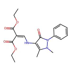 1,3-diethyl 2-{[(1,5-dimethyl-3-oxo-2-phenyl-2,3-dihydro-1H-pyrazol-4-yl)amino]methylidene}propanedioate structure