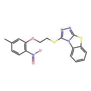 1-[2-(5-methyl-2-nitrophenoxy)ethylsulfanyl]-[1,2,4]triazolo[3,4-b][1,3]benzothiazole structure