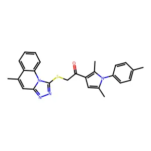 1-[2,5-dimethyl-1-(4-methylphenyl)pyrrol-3-yl]-2-[(5-methyl-[1,2,4]triazolo[4,3-a]quinolin-1-yl)sulfanyl]ethanone structure