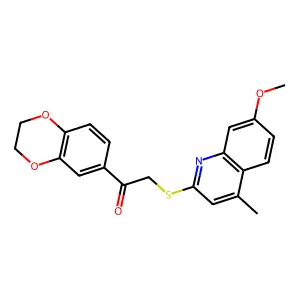 1-(2,3-dihydro-1,4-benzodioxin-6-yl)-2-(7-methoxy-4-methylquinolin-2-yl)sulfanylethanone structure