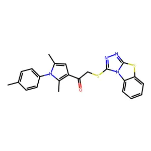 1-[2,5-dimethyl-1-(4-methylphenyl)pyrrol-3-yl]-2-([1,2,4]triazolo[3,4-b][1,3]benzothiazol-1-ylsulfanyl)ethanone structure