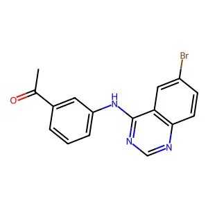 1-[3-[(6-bromoquinazolin-4-yl)amino]phenyl]ethanone structure