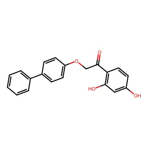 1-(2,4-dihydroxyphenyl)-2-(4-phenylphenoxy)ethan-1-one structure