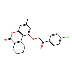 1-[2-(4-chlorophenyl)-2-oxoethoxy]-3-methyl-7,8,9,10-tetrahydro-6H-benzo[c]chromen-6-one structure