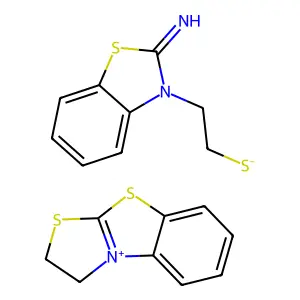 1,2-dihydro-[1,3]thiazolo[2,3-b][1,3]benzothiazol-9-ium;2-(2-imino-1,3-benzothiazol-3-yl)ethanethiolate structure