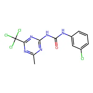 1-(3-chlorophenyl)-3-[4-methyl-6-(trichloromethyl)-1,3,5-triazin-2-yl]urea structure