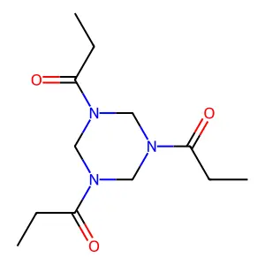 1-[3,5-di(propanoyl)-1,3,5-triazinan-1-yl]propan-1-one structure
