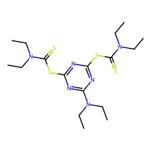 [4-(diethylamino)-6-(diethylcarbamothioylsulfanyl)-1,3,5-triazin-2-yl] N,N-diethylcarbamodithioate structure