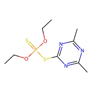 (4,6-dimethyl-1,3,5-triazin-2-yl)sulfanyl-diethoxy-sulfanylidene-lambda5-phosphane structure
