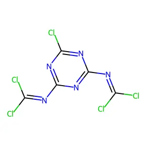 1,1-dichloro-N-[4-chloro-6-(dichloromethylideneamino)-1,3,5-triazin-2-yl]methanimine structure