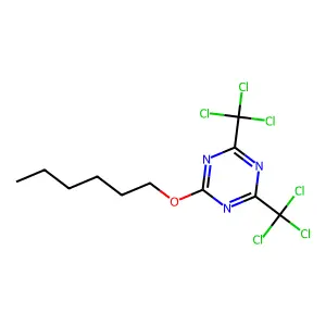 2-hexoxy-4,6-bis(trichloromethyl)-1,3,5-triazine structure