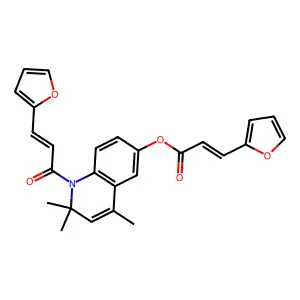1-[3-(2-furyl)acryloyl]-2,2,4-trimethyl-1,2-dihydro-6-quinolinyl 3-(2-furyl)acrylate structure