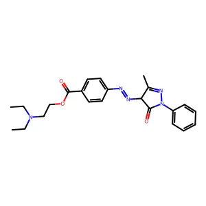 p-((3-Methyl-5-oxo-1-phenyl-2-pyrazolin-4-yl)azo)benzoic acid 2-(diethylamino)ethyl ester structure