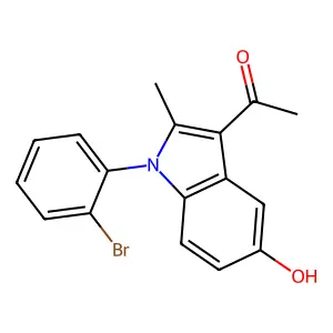1-[1-(2-bromophenyl)-5-hydroxy-2-methyl-1H-indol-3-yl]ethanone structure