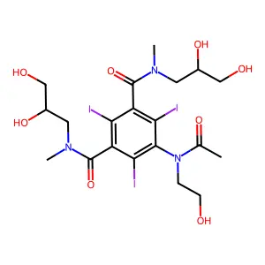 1,3-Benzenedicarboxamide, 5-(acetyl(2-hydroxyethyl)amino)-N,N'-bis(2,3-dihydroxypropyl)-N,N'-dimethyl-2,4,6-triiodo- structure