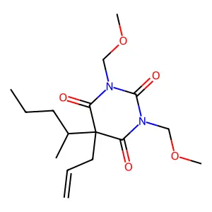 1,3-bis(methoxymethyl)-5-pentan-2-yl-5-prop-2-enyl-1,3-diazinane-2,4,6-trione structure