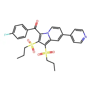 [1,2-bis(propylsulfonyl)-7-pyridin-4-ylindolizin-3-yl]-(4-fluorophenyl)methanone structure