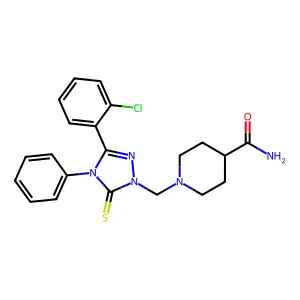 1-{[3-(2-chlorophenyl)-4-phenyl-5-thioxo-4,5-dihydro-1H-1,2,4-triazol-1-yl]methyl}piperidine-4-carboxamide structure